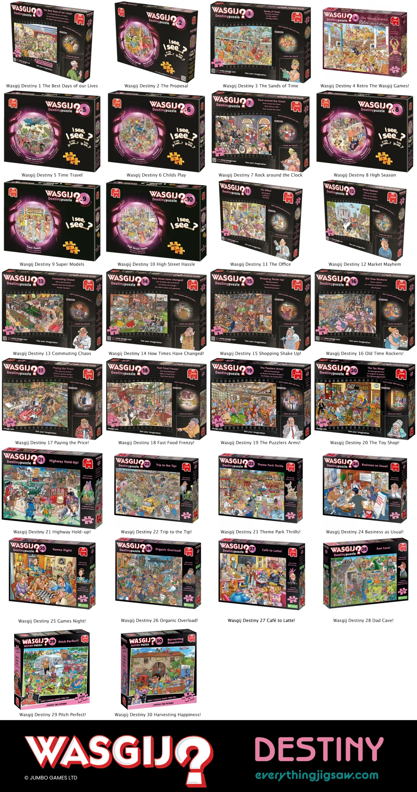 All Wasgij Destiny puzzle list (boxes)