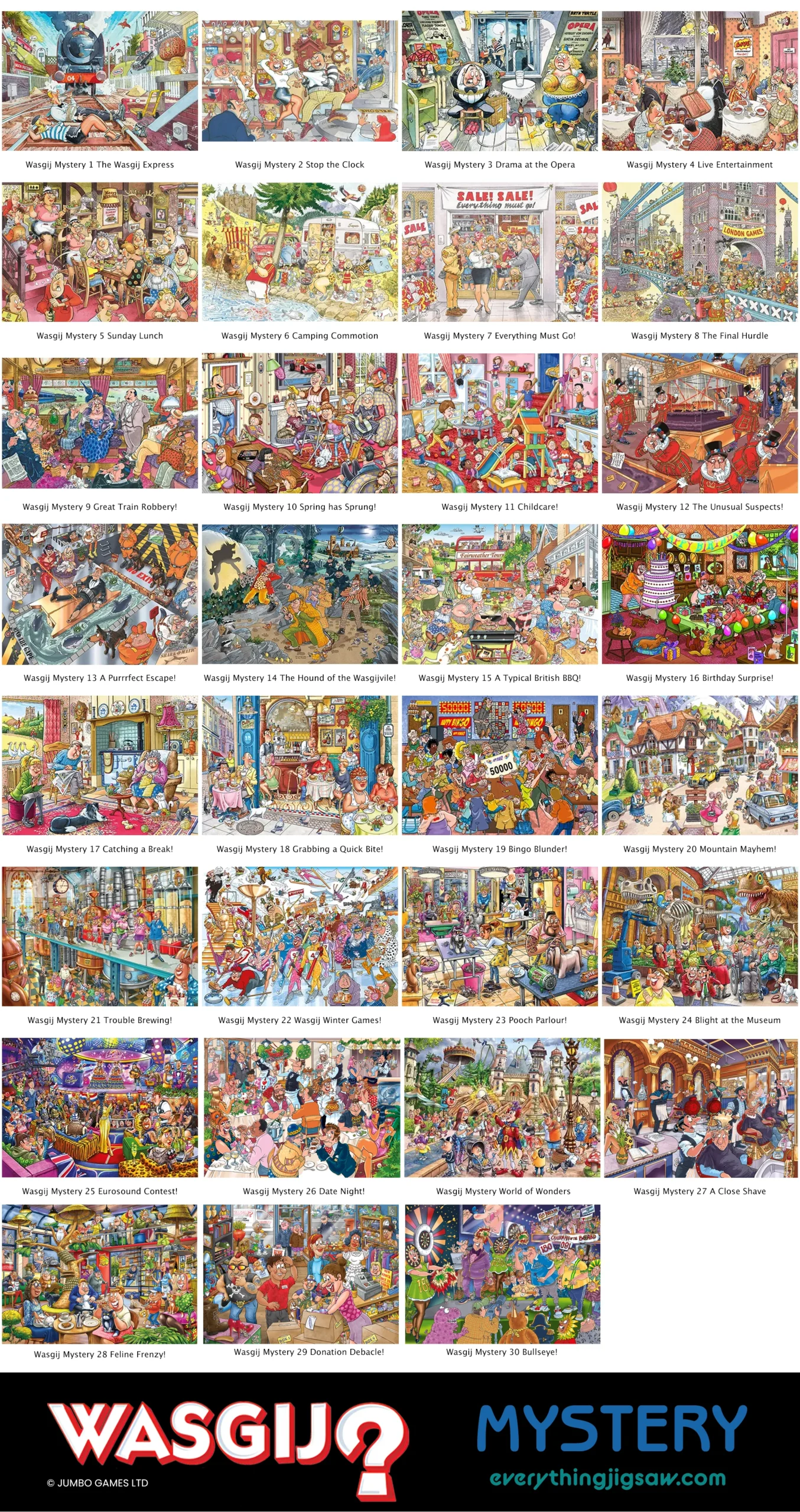 All Wasgij Mystery puzzle list