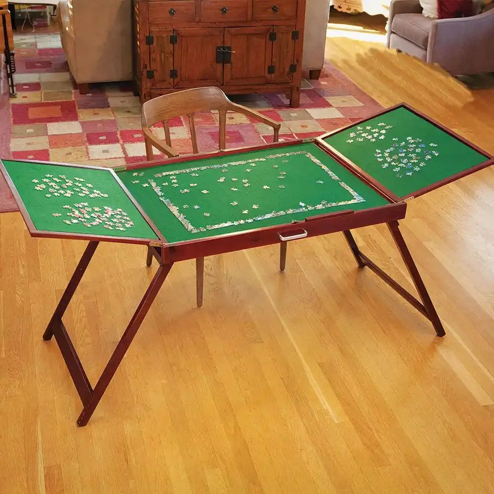 Bits and Pieces Fold-and-Go 48130 table with folding legs and open side sorting panels
