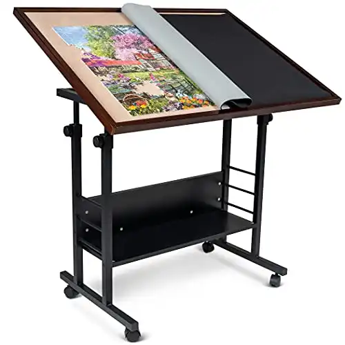 Puzzle Board with Drawers & Cover Mat - 1000 Pieces Wooden Jigsaw Puzzle  Table - 24”x30” Portable Puzzle Board with Cover for Adults & Children 
