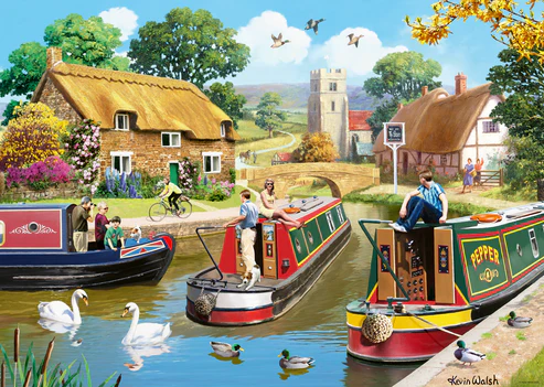 A Busy Day on the Canal by Kevin Walsh 1000 piece jigsaw puzzle A Busy Day on the Canal by Kevin Walsh 1000 piece jigsaw puzzle