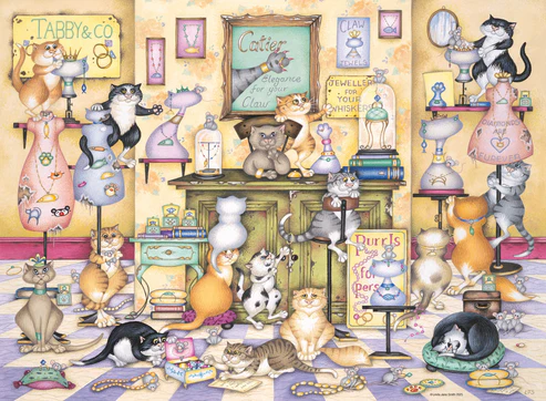 Crazy Cats Tabby & Co by Linda Jane Smith 500 piece jigsaw puzzle Crazy Cats Tabby & Co by Linda Jane Smith 500 piece jigsaw puzzle