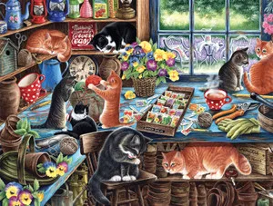 Cats - In the Garden Shed 750 Piece Puzzle