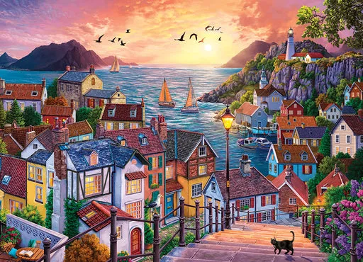 Coastal Town at Sunset 1000 piece puzzle