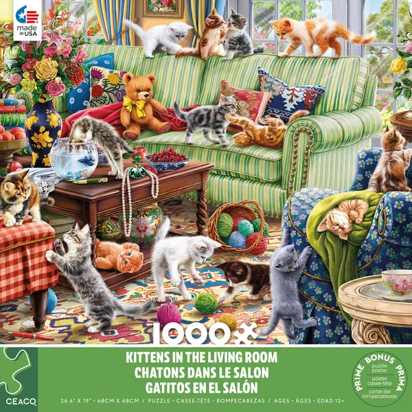 Kittens In the Living Room 1000 piece puzzle