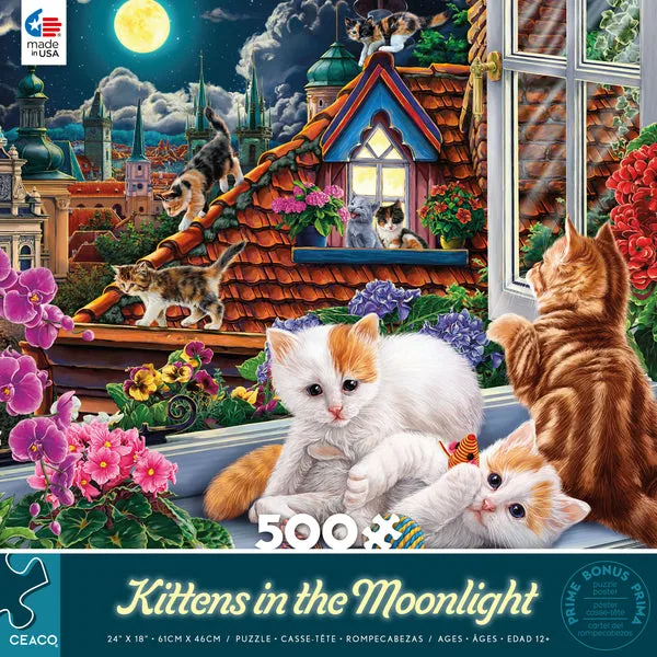 Kittens in the Moonlight 500 piece puzzle
