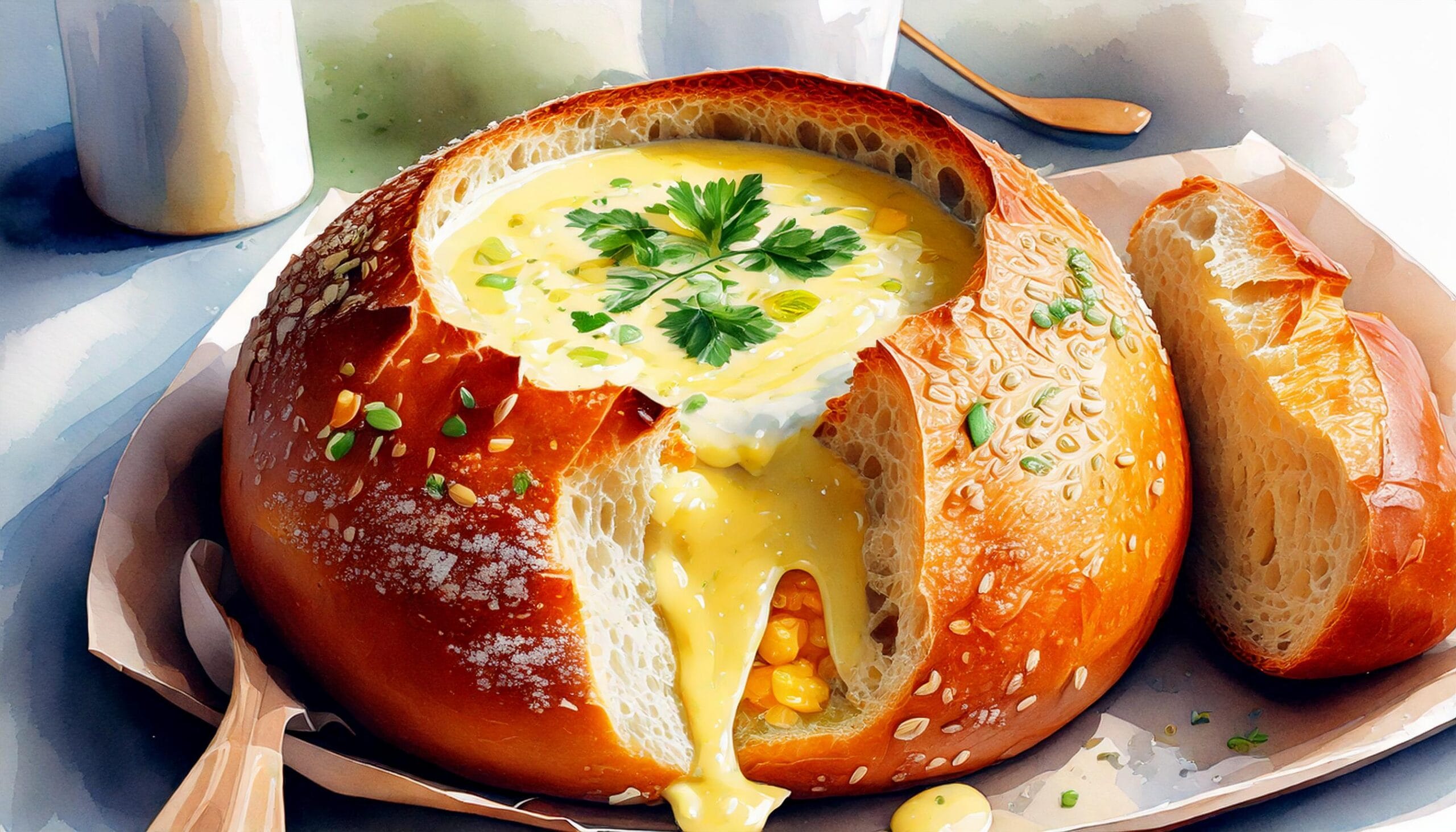 San Francisco corn chowder in a bread bowl jigsaw puzzle San Francisco corn chowder in a bread bowl jigsaw puzzle
