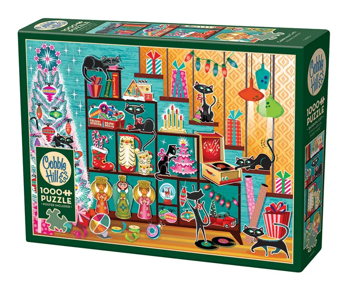 Cobble Hill Christmas Cats | 1000 Piece — manufacturer image