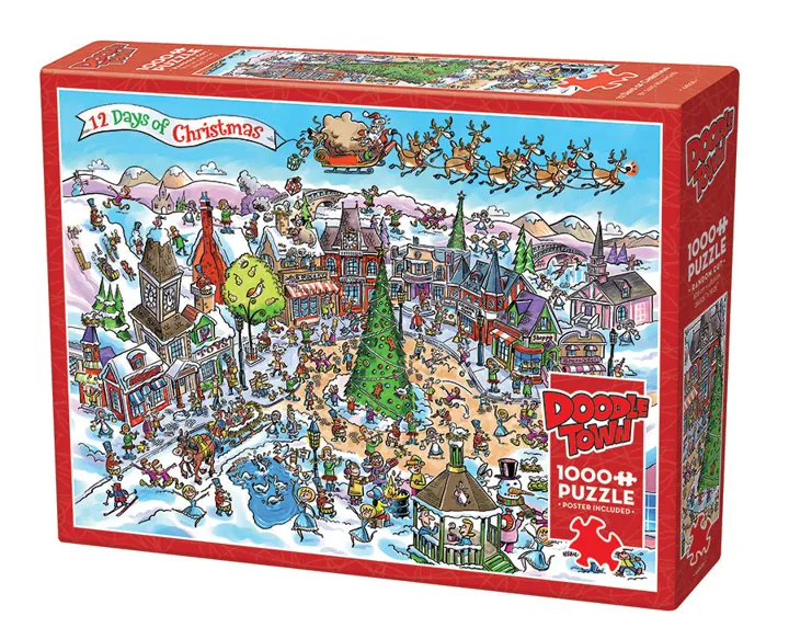 Cobble Hill DoodleTown: 12 Days of Christmas | 1000 Piece — manufacturer image