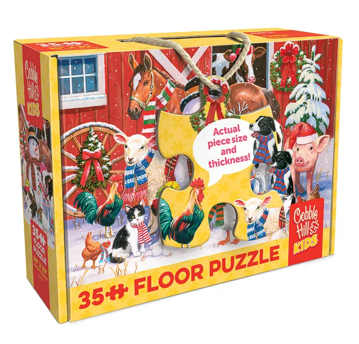 Cobble Hill Festive Farmyard Greetings | Floor Puzzle 35pc — manufacturer image