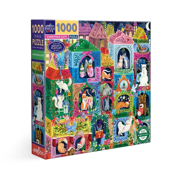 eeBoo Christmas Cats 1000 Piece Puzzle — manufacturer image