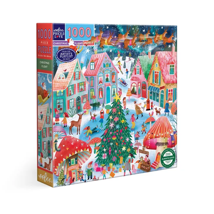 eeBoo Christmas Flight 1000 Piece Puzzle — manufacturer image