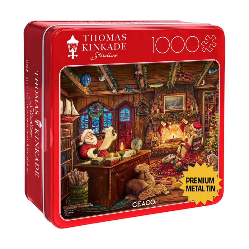 Ceaco Ceaco: Collector's Tin: Thomas Kinkade Santa Checking His List 1000 Piece Puzzle — manufacturer product image