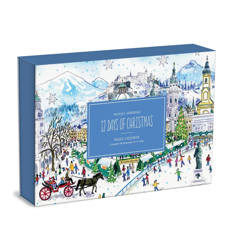 Galison Michael Storrings 12 Days of Christmas Advent Puzzle Calendar — manufacturer product image