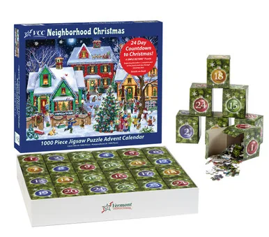 Vermont Christmas Company Neighborhood Christmas Jigsaw Puzzle Advent Calendar — manufacturer product image