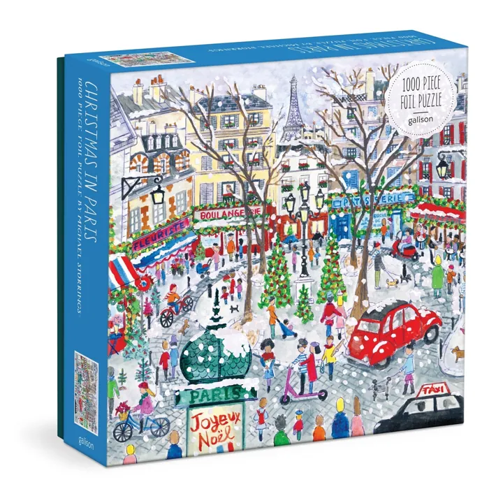 Galison Michael Storrings Christmas in Paris 1000 Piece Foil Puzzle — manufacturer image