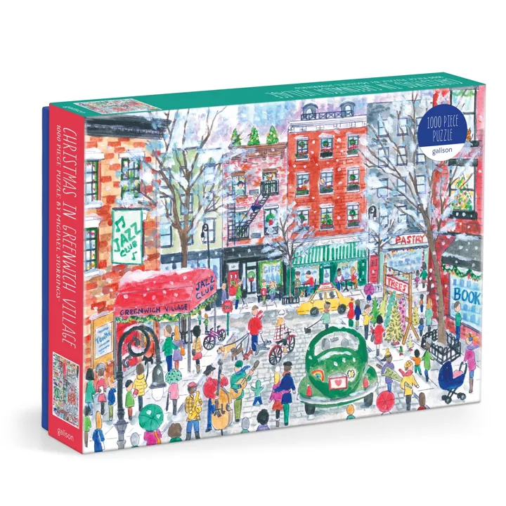 Galison Michael Storrings Christmas in Greenwich Village 1000 Piece Puzzle — manufacturer image
