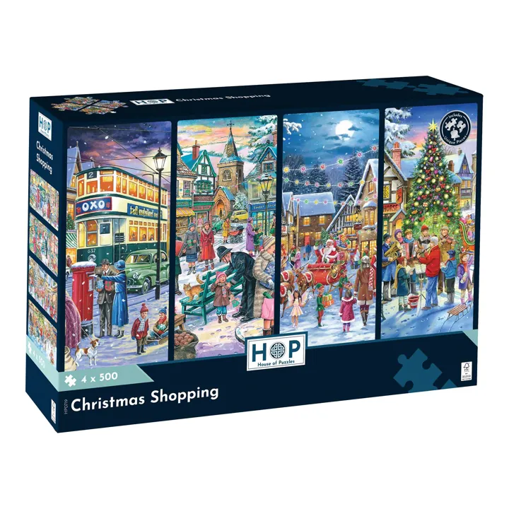 House of Puzzles Christmas Shopping - 4 x 500 Piece — manufacturer image