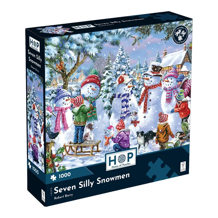 House of Puzzles Seven Silly Snowmen 1000 Jigsaw Piece Puzzle — manufacturer image