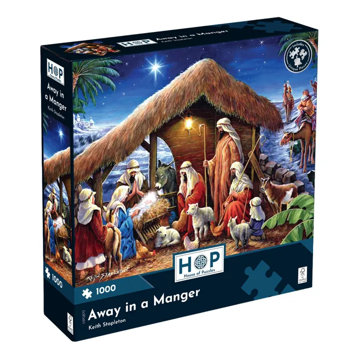 House of Puzzles Away in a Manger 1000 Piece Jigsaw Puzzle — manufacturer image