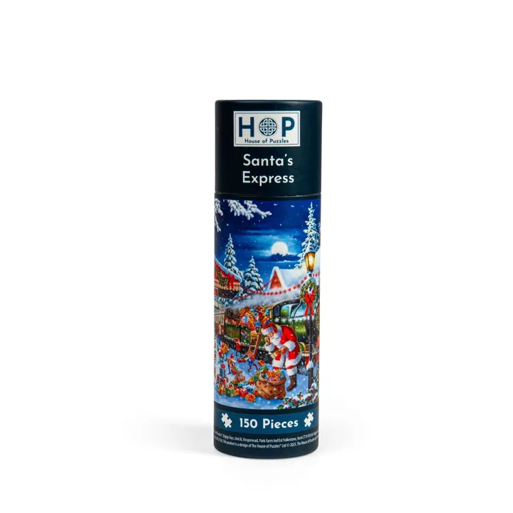 House of Puzzles Santa's Express 150 Piece Mini Jigsaw Puzzle in a Tube — manufacturer image