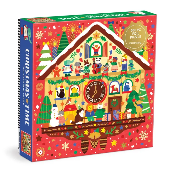 Mudpuppy Christmas Time 500 Piece Foil Puzzle — manufacturer image