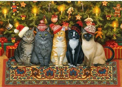 Wentworth Wooden Puzzles Cats In Christmas Hats — manufacturer image