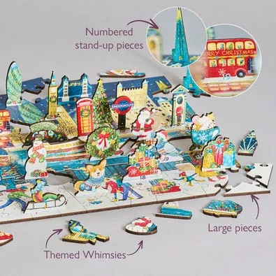 Wentworth Wooden Puzzles Christmas in London - Advent Calendar with 24 Stand-Up Pieces — manufacturer image
