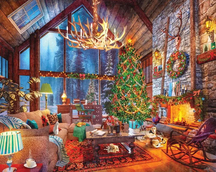 White Mountain Christmas At The Cabin (1975pz) - 1000 Piece Jigsaw Puzzle — manufacturer image